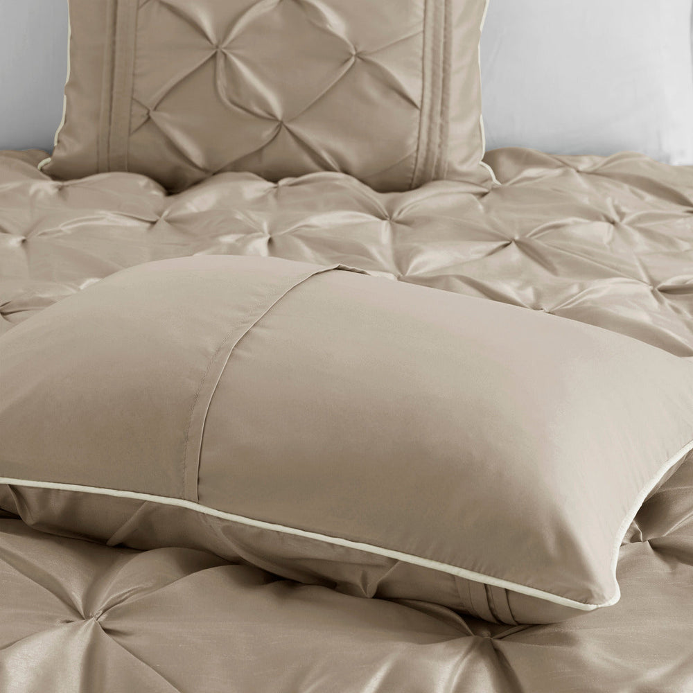 7 Piece Tufted Comforter Set Taupe Cal King Media 12
