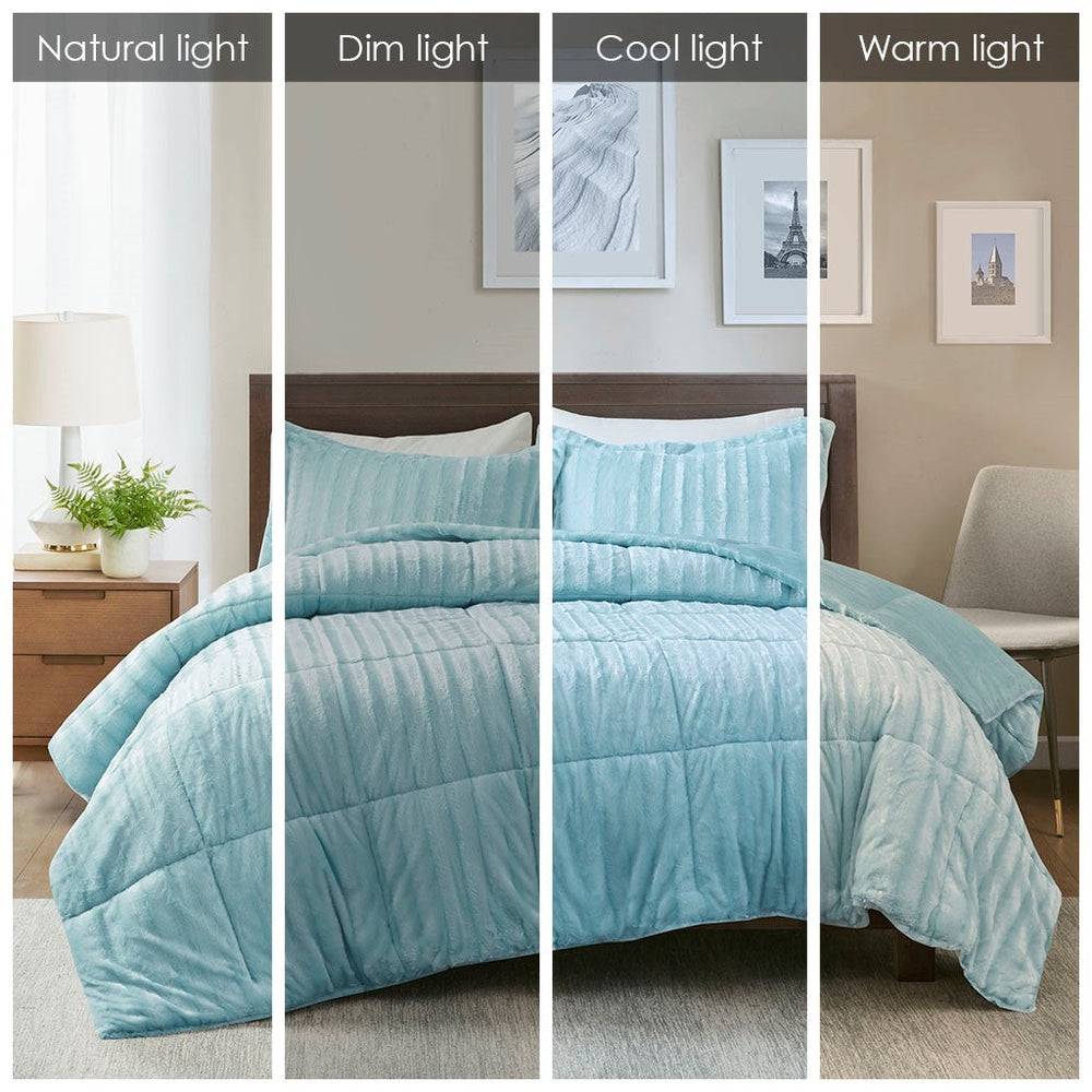 King/Cal King Faux Fur Comforter Mini Set Media 13