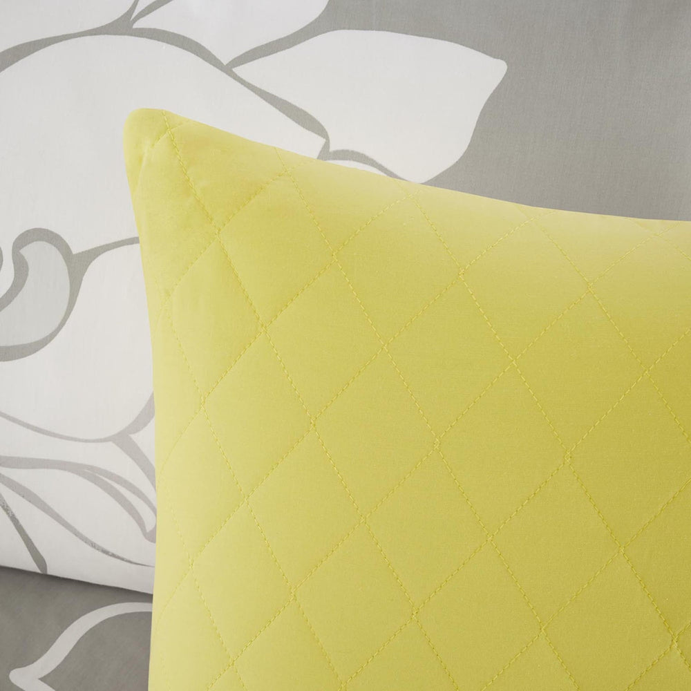 Printed Cotton Sateen Comforter Set Taupe Grey/Yellow King Media 6