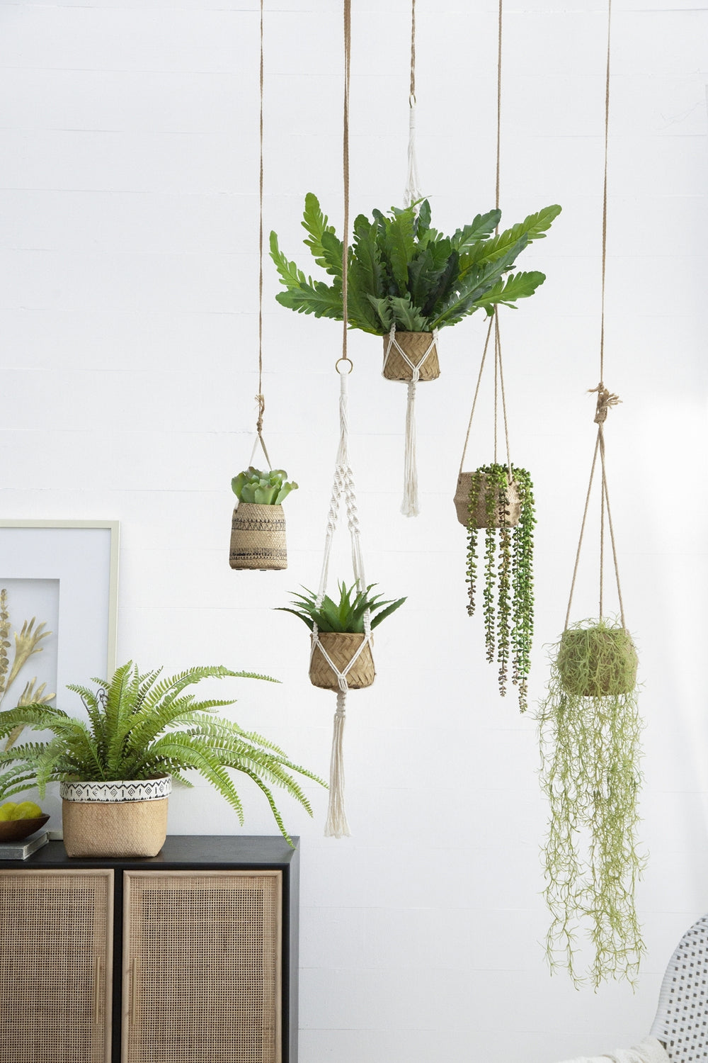 Set of 2, 5x5x4.5' Hanging Planter With Cotton Hanger, Bohemian Style Media 19