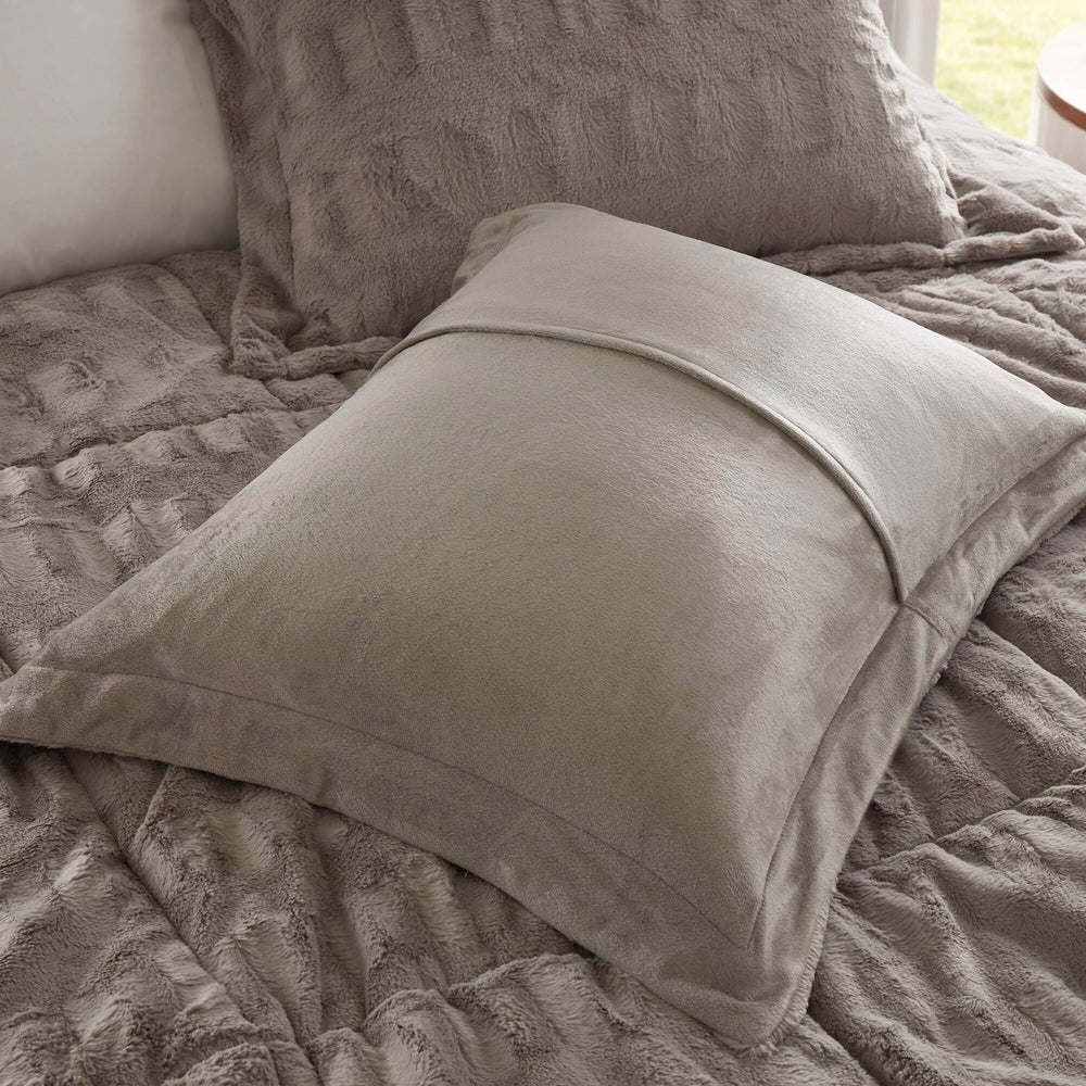 2 PCS Twin/Twin XL Solid Faux Fur Comforter Mini Set Gray Media 13