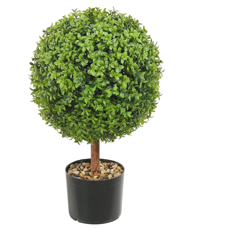 2x Artificial Boxwood Ball Ø40,6cm Garden Deco Boxwood in Flowerpot Ball Artificial Boxwood Ball Artificial Plant made of PE, Wood, PP incl. 4 pcs. Decorative butterflies and 10 pcs. Replacement