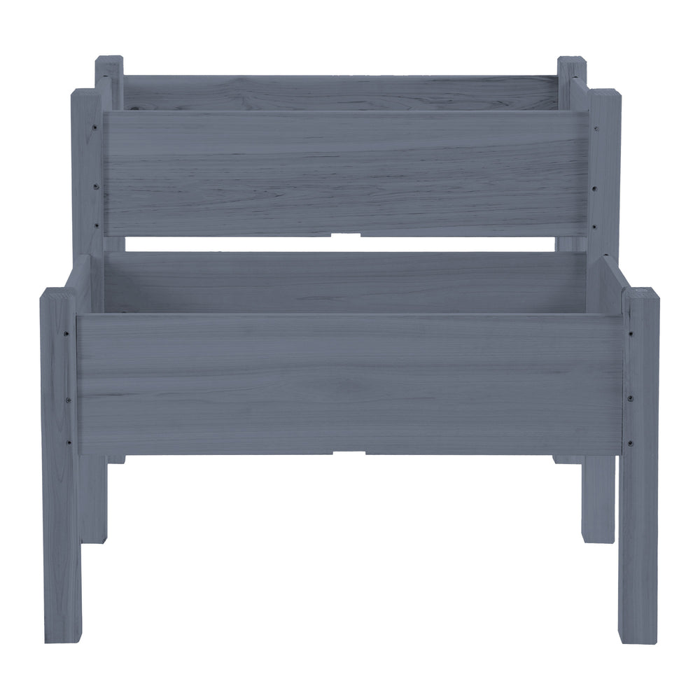 Outsunny 34'x34'x28' Raised Garden Bed, 2-Tier Elevated Wood Planter Box for Backyard, Patio to Grow Vegetables, Herbs, and Flowers, Gray Media 2