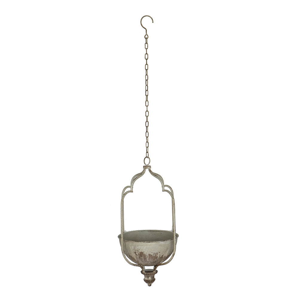 12x10x21.5' Rustic Hanging Iron Planter with Distressed White Finish Media 6