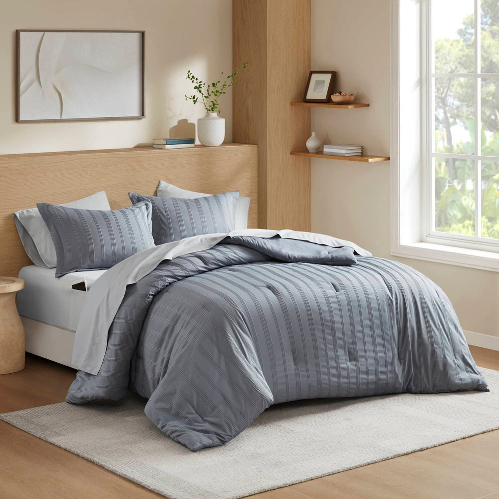 7-Piece Full Woven Striped Comforter Set Media 1