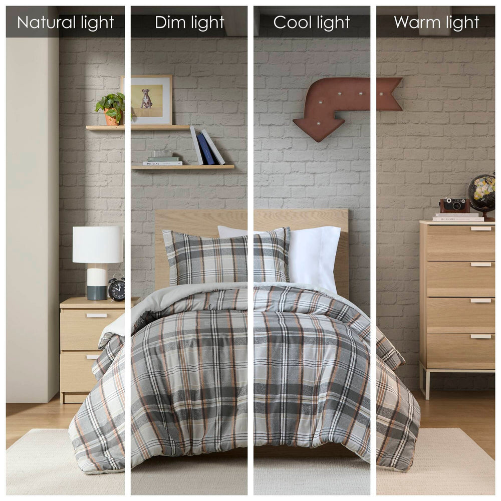 3PCS Full/Queen Plaid Duvet Cover Set Media 13