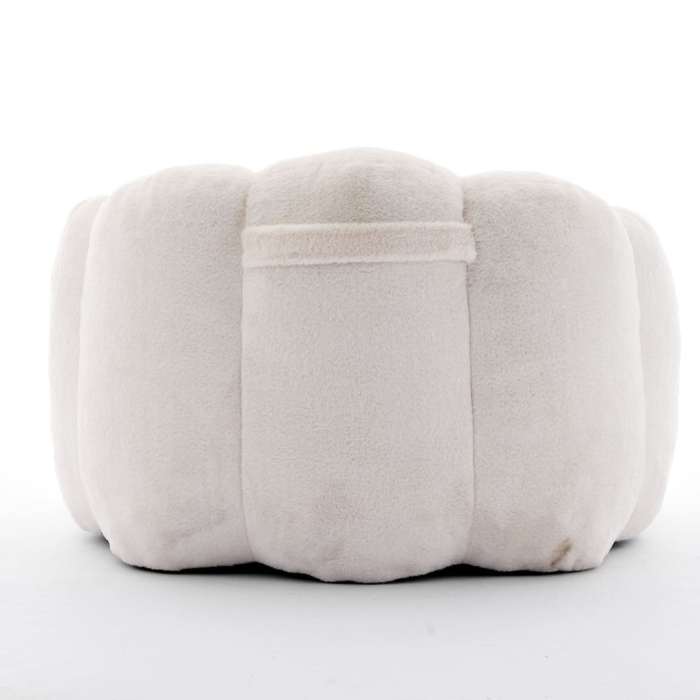 Bean Bag Sofa Faux Fur Lotus Style Ivory White 43.7 Inch No Assembly Media 9