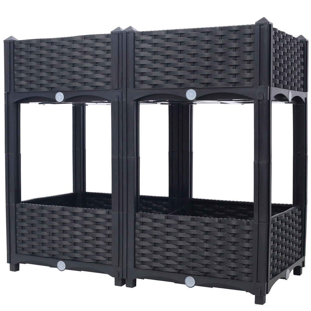 Planter Raised Beds - Elevated Planter Garden Box with Drainage Plug Raised Garden Beds for Vegetable/Flower/Herb Outdoor Standing Planter Beds Gardening Kit,Black,31.5'x15.7'x27.7' Media 10