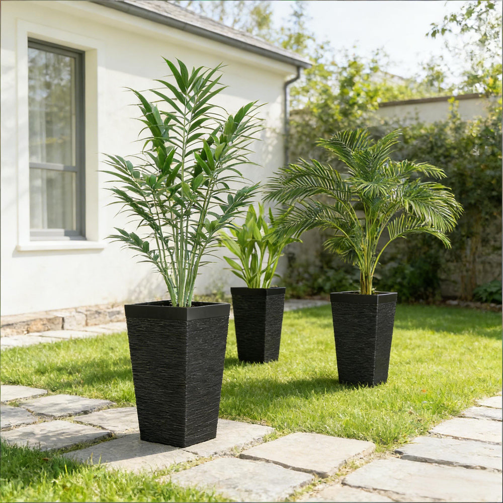Modern Design Stackable Tapered Planters,Set of 3 Outdoor Planters Media 1