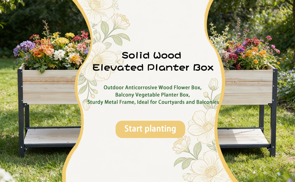 New style:     Solid Wood & Iron Frame Raised Garden Bed - Reversible & Replaceable Wood Panels, No Paint/Formaldehyde, DIY Planter Box for Vegetables, Fruits, Flowers Media 4