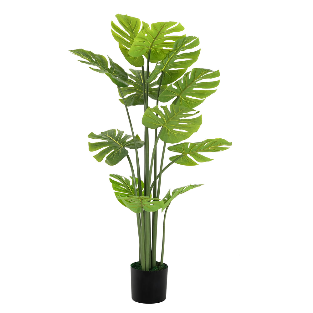 57' Artificial Monstera Deliciosa Plant with Black Plastic Pot Media 4