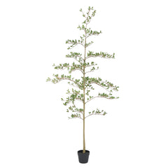 6ft Artificial Olive Tree, Realistic Faux Potted Plant in Black Pot, Indoor & Covered Outdoor Decorative Tree for Living Room and Office, 1pc/set perspective