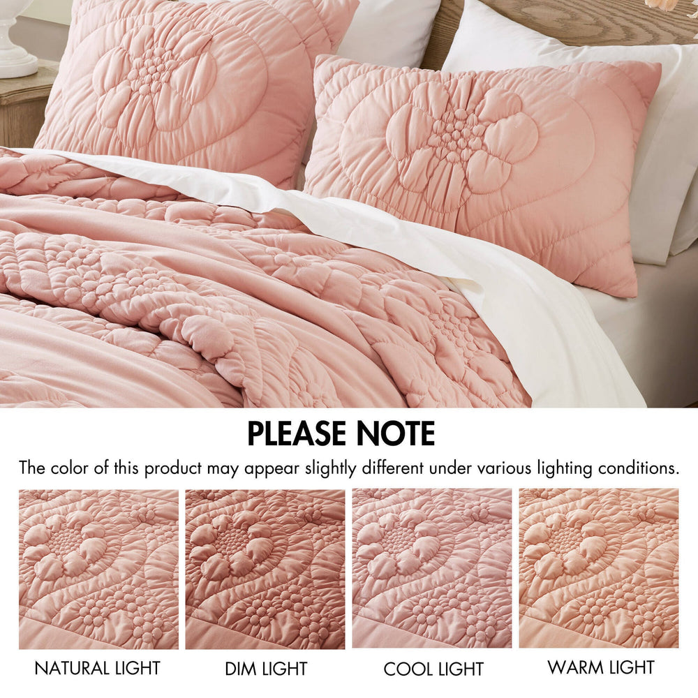 3-Piece Full/Queen Comforter Set,Pink Media 5