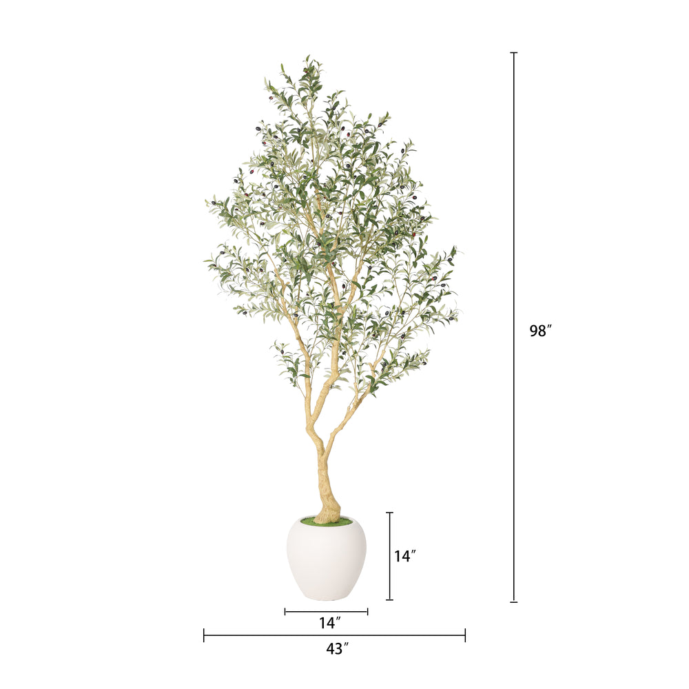 8.2FT Artificial Olive Tree With Big Decorative White Pot, Tall Indoor & Covered Outdoor Decorative Tree, 1pc/set Media 6