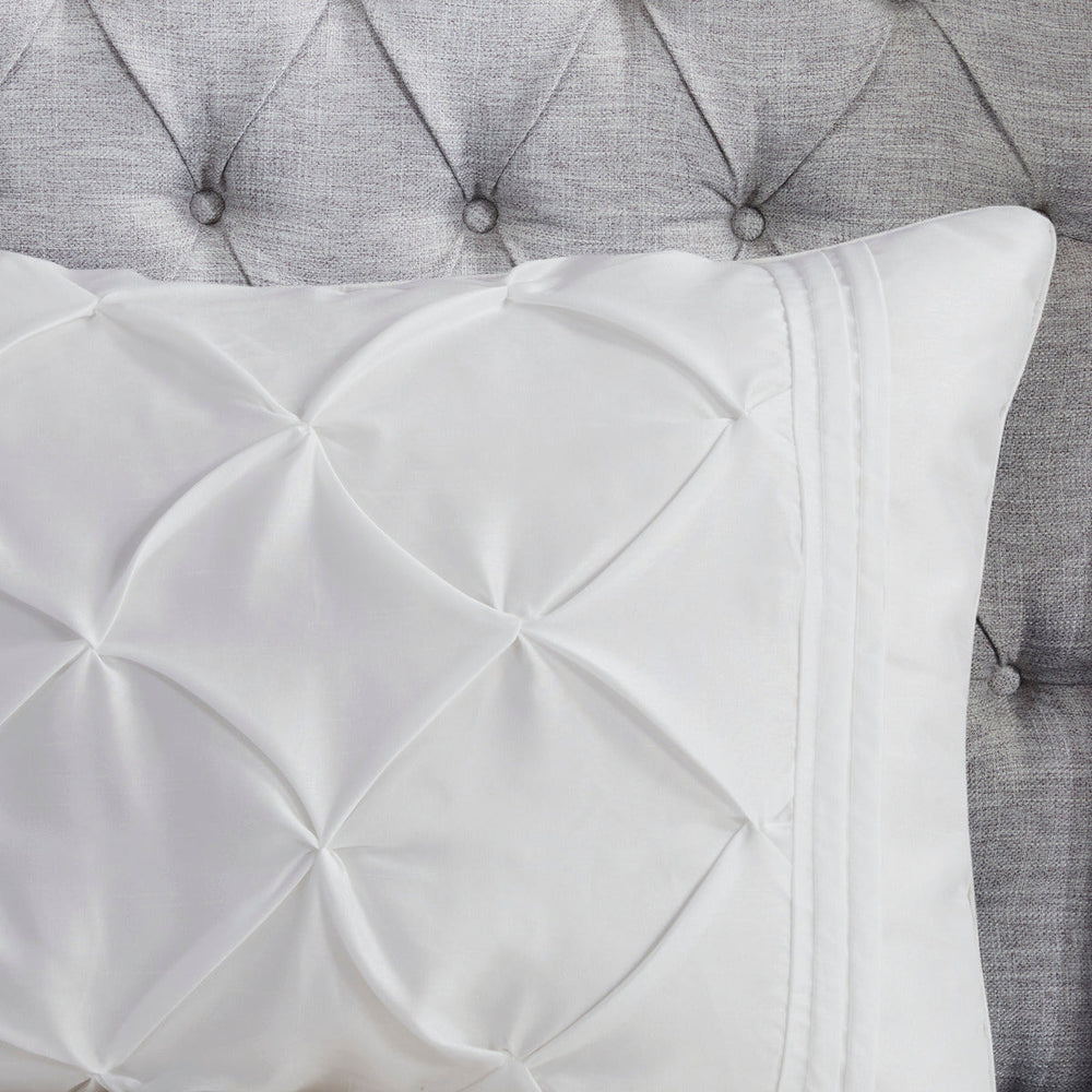 7 Piece Tufted Comforter Set White Queen Media 10