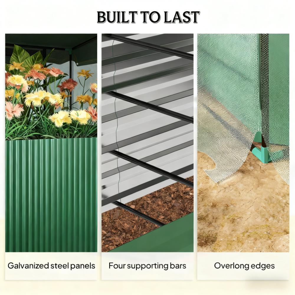 Crop Cage and Shade Cloth with Raised Garden Bed,Galvanized Steel Planter Box Media 3