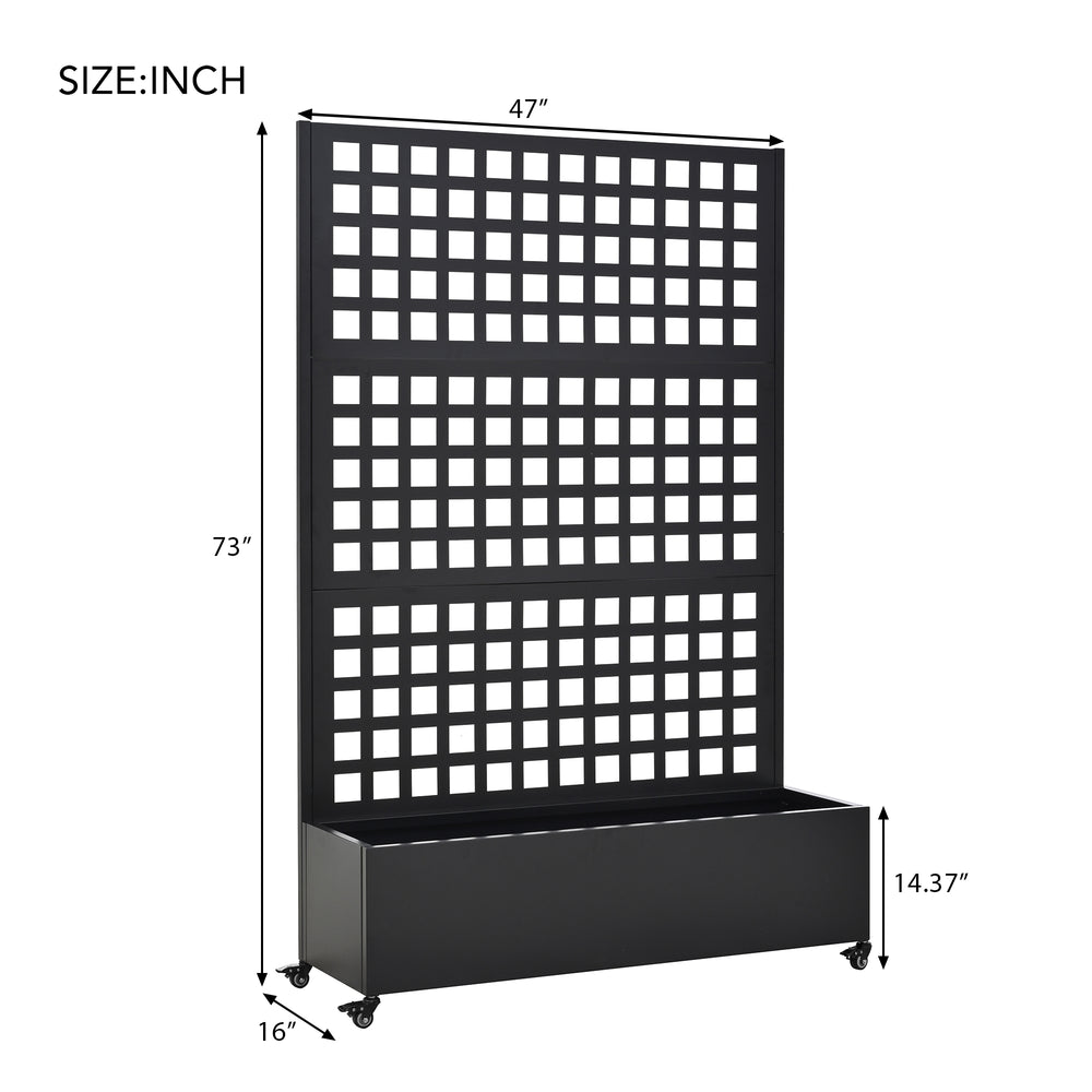Metal Raised Garden Bed with Wheels and Trellis,73'x47'x16' Planter Box for Climbing Plants, Vegetables & Vines, Features Privacy Screen and Drainage Holes Media 6