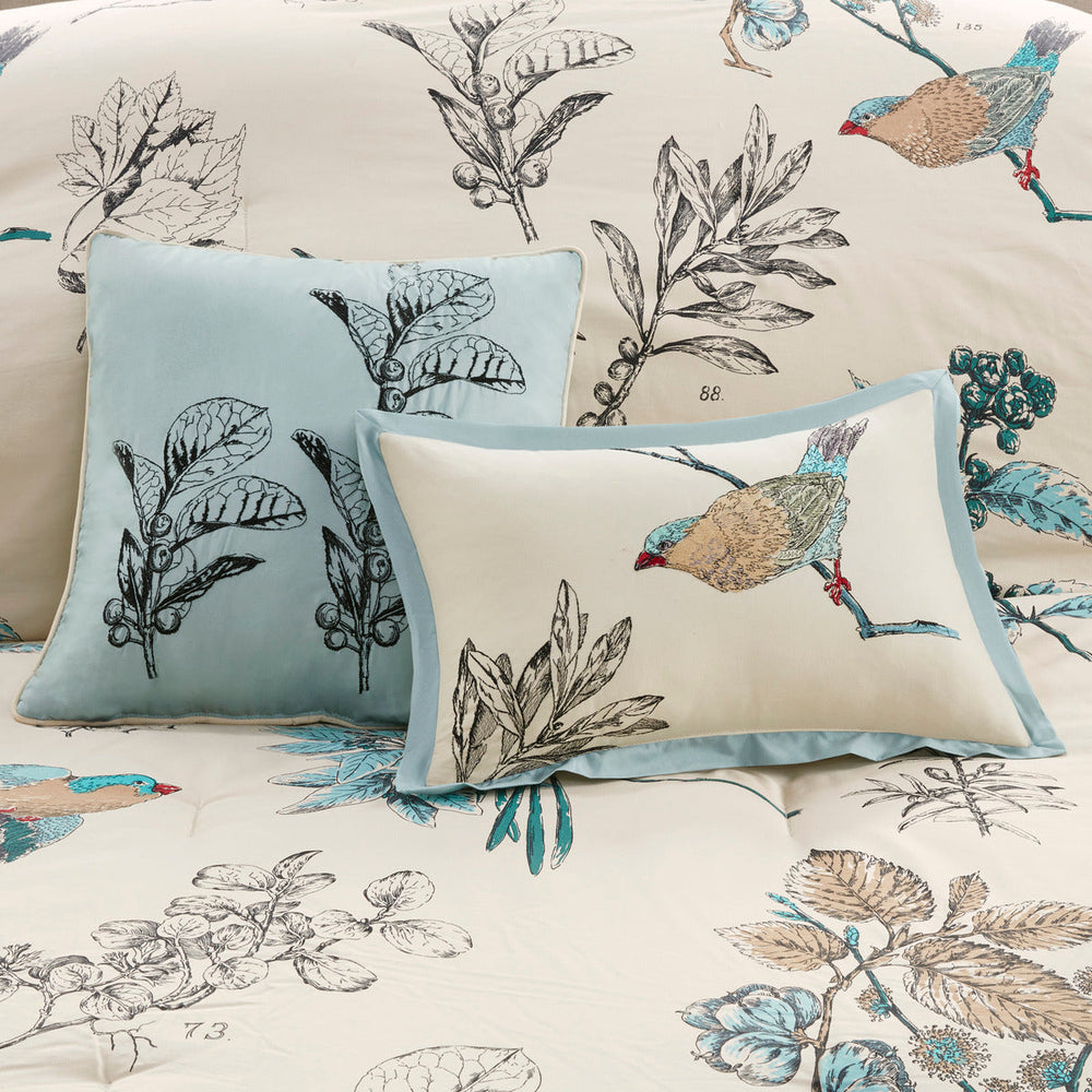 7 Piece Printed Cotton Twill Comforter Set Khaki Queen Media 2