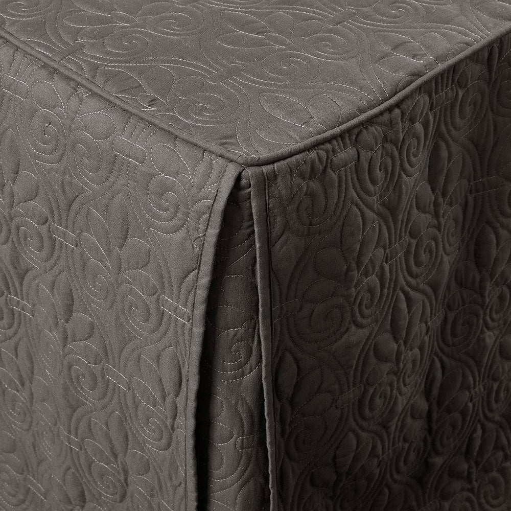 3 Piece Split Corner Pleated Quilted Bedspread Dark Grey Queen Media 7