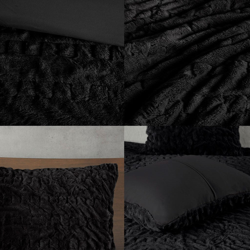 Full/Queen Ruched Fur Down Alternative Comforter Set Media 8