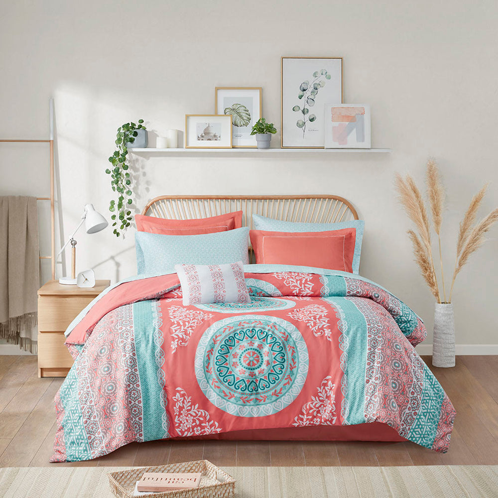 Twin Boho Comforter Set with Bed Sheets Media 2