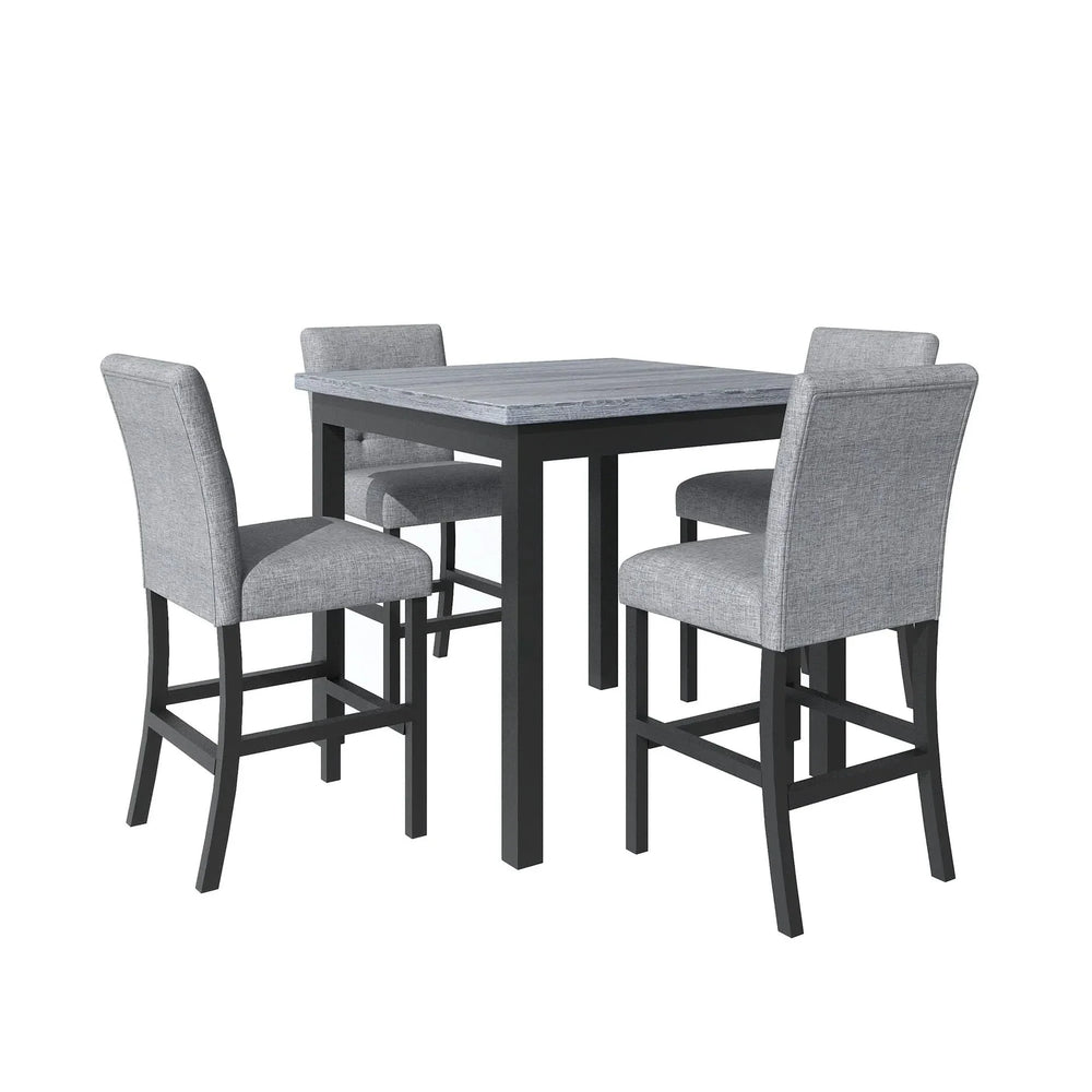 Counter Height Dining Set Solid Wood Square Table & Upholstered High Back Chairs Media 7