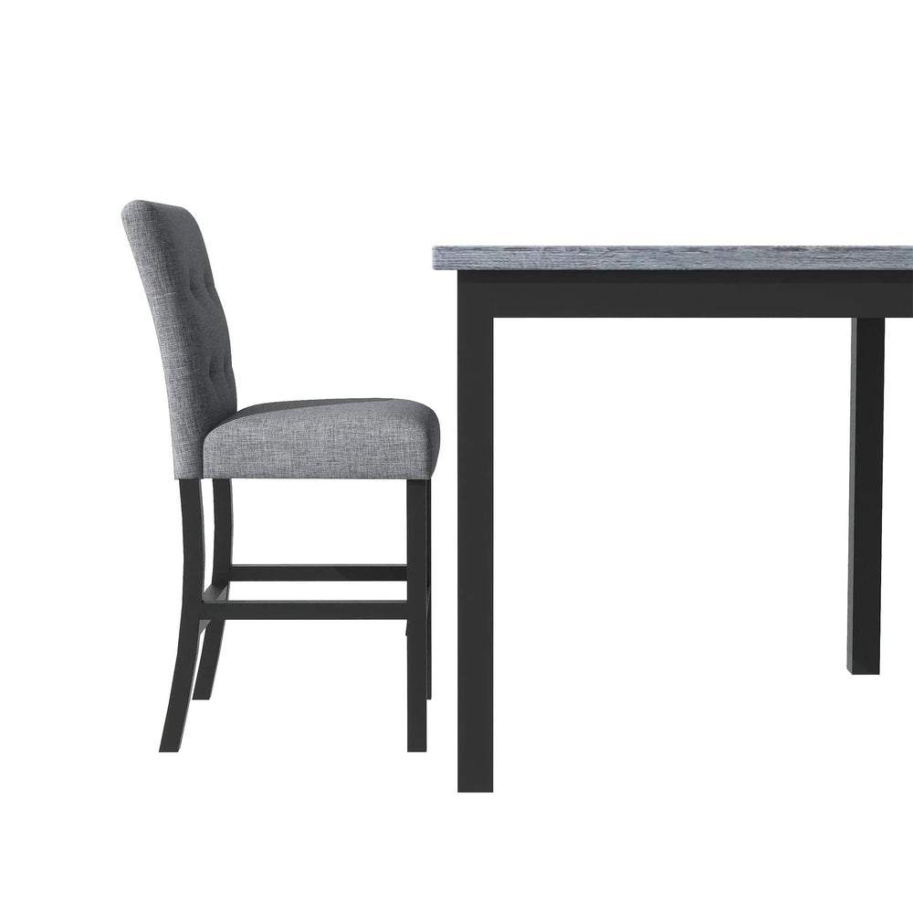 Counter Height Dining Set Solid Wood Square Table & Upholstered High Back Chairs Media 12