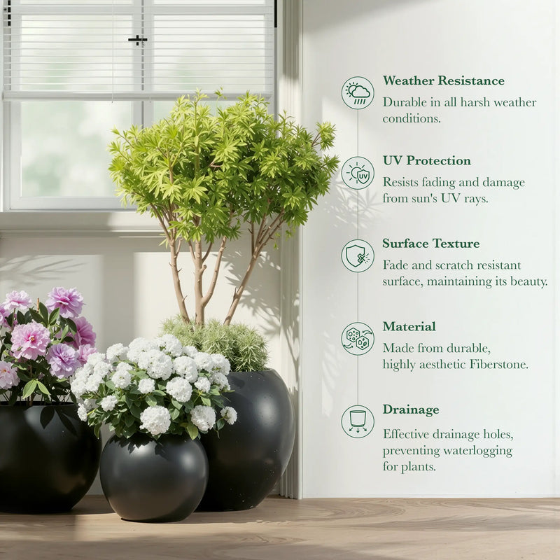 DTY Mount Sherman Fiberstone Sphere Planter Indoor Outdoor