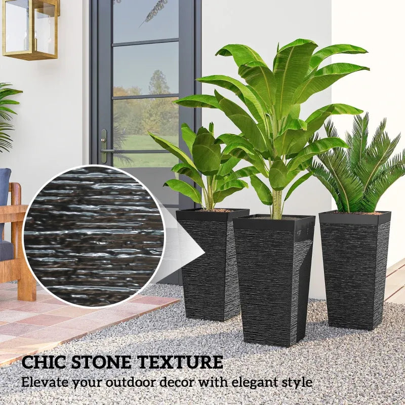 Modern Design Stackable Tapered Planters,Set of 3 Outdoor Planters Media 7
