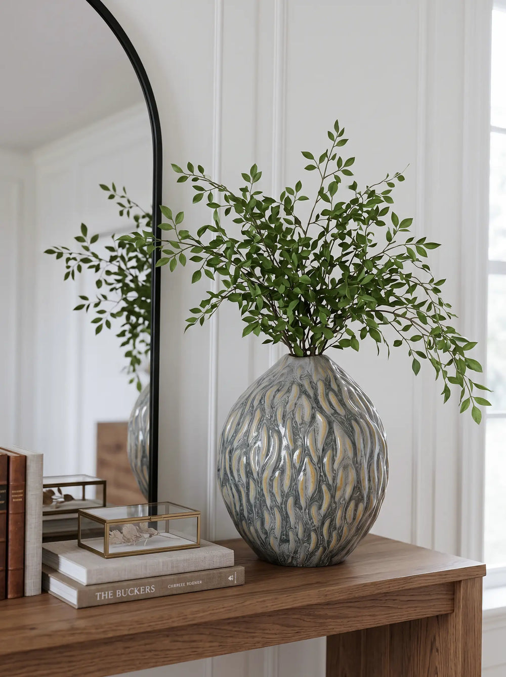 D8.5x9.8' Marbled Ceramic Vase - Amber and Charcoal Gray Decorative Teardrop Urn W2078P556207 Default   DTY Store Marbled Ceramic Vase - Decorative Teardrop Urn W2078P556207 9.8'   DTY Store