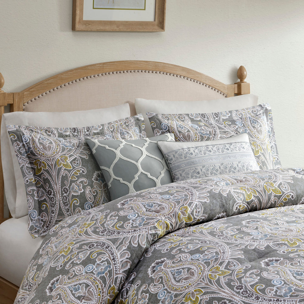 6 Piece Cotton Comforter Set Grey King Media 3