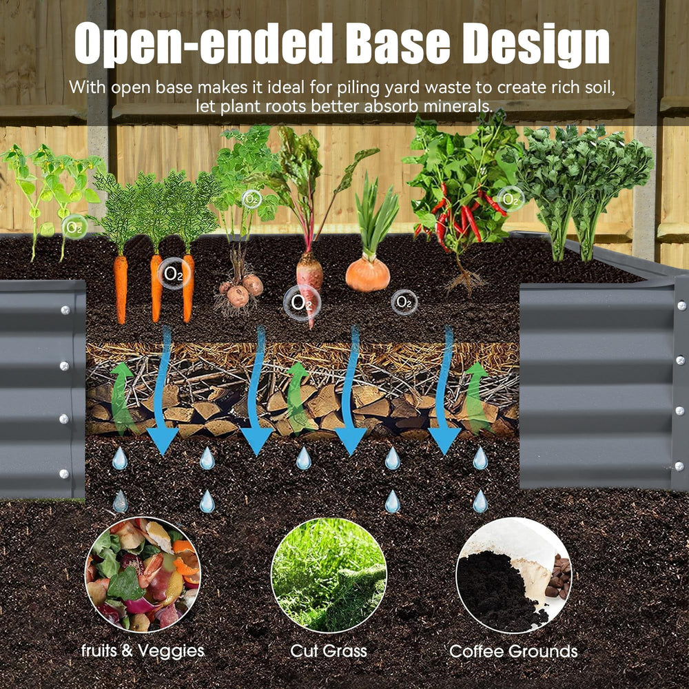 8x4x1 ft Galvanized Raised Garden Bed, Outdoor Planter Garden Boxes Large Metal Planter Box for Gardening Vegetables Fruits Flowers, Gray Media 6