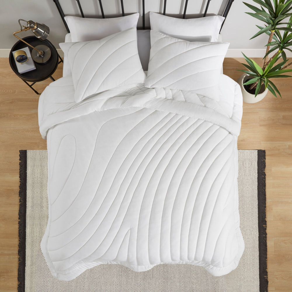 2 PCS Twin/Twin XL Poly Jersey Puffy Comforter Set White Media 12