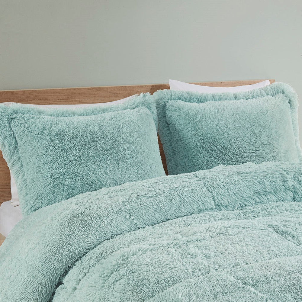 King/Cal King Shaggy Long Fur Comforter Mini Set Media 5