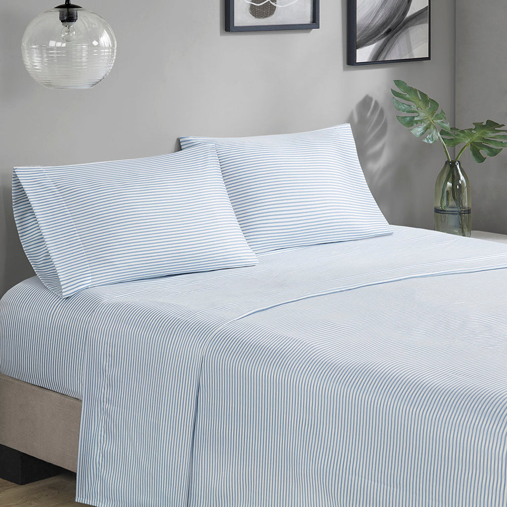 Stripe Comforter Set with Bed Sheets Blue/Grey Full Media 12