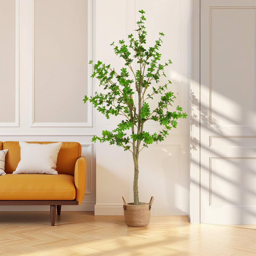 76' Artificial Enkianthus Tree with Black Plastic Pot Media 1