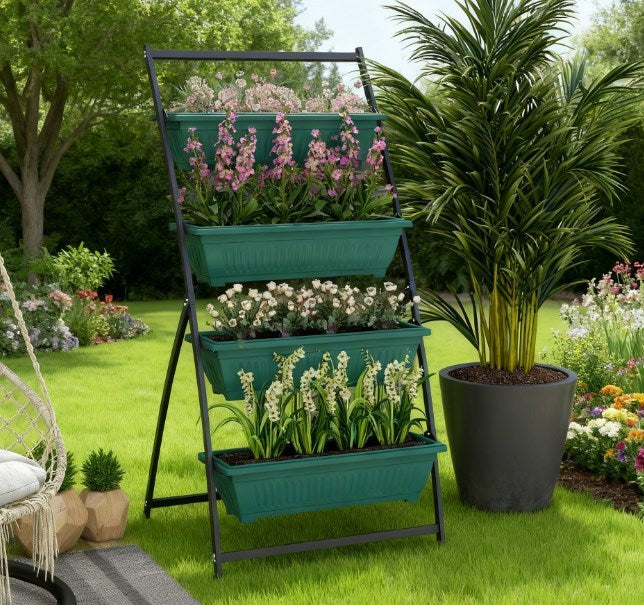 Plant Stand Grow Container,4-Tier Vertical Raised Garden Planter with 4 Boxes,for Vegetable & Flowers Media 4