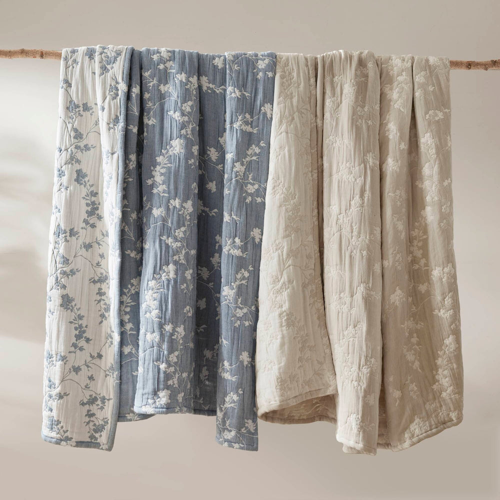 3 Pieces King Jacquard Cotton Gauze Quilt Set,Linen Media 11