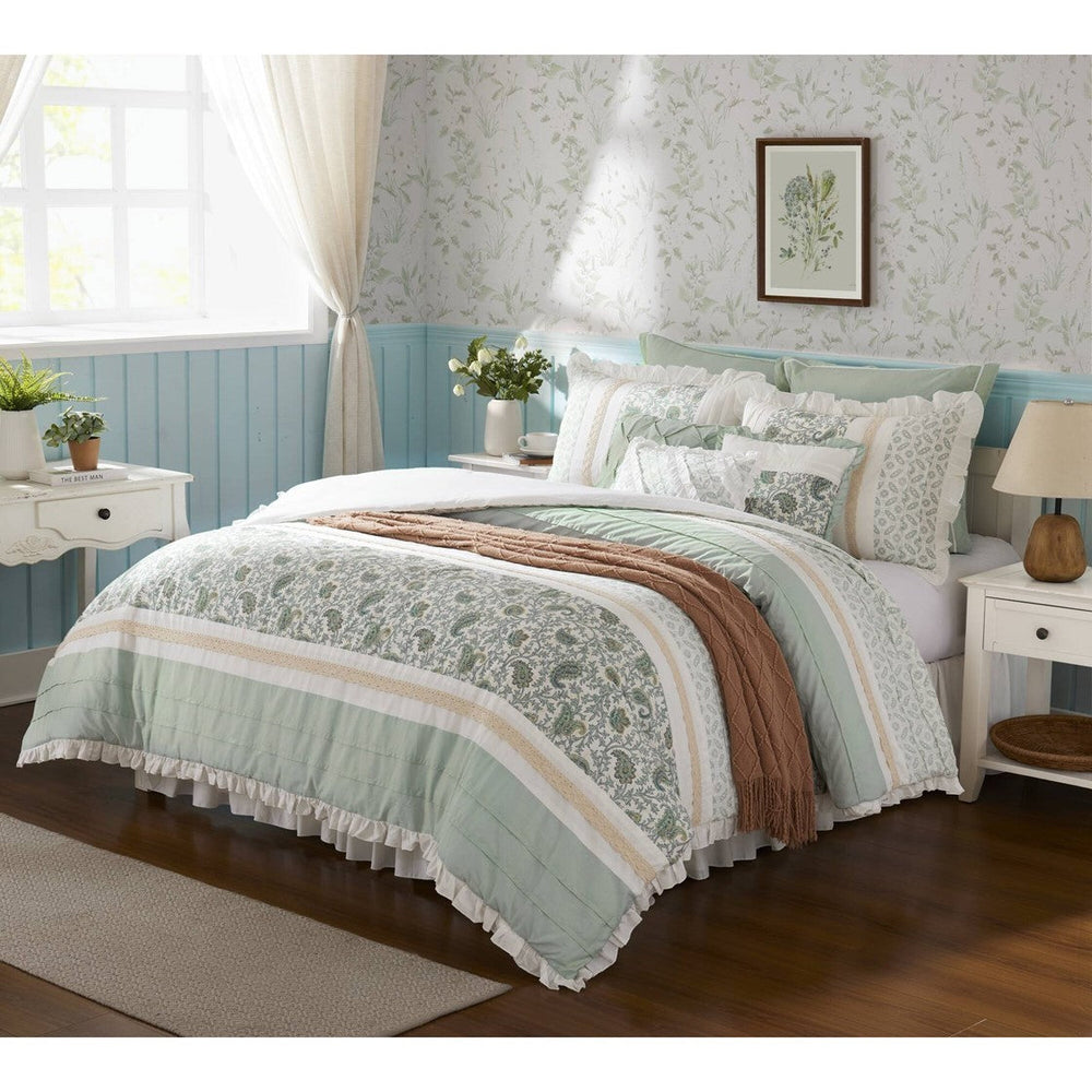 9 Piece Cotton Percale Comforter Set Aqua Cal King Media 14