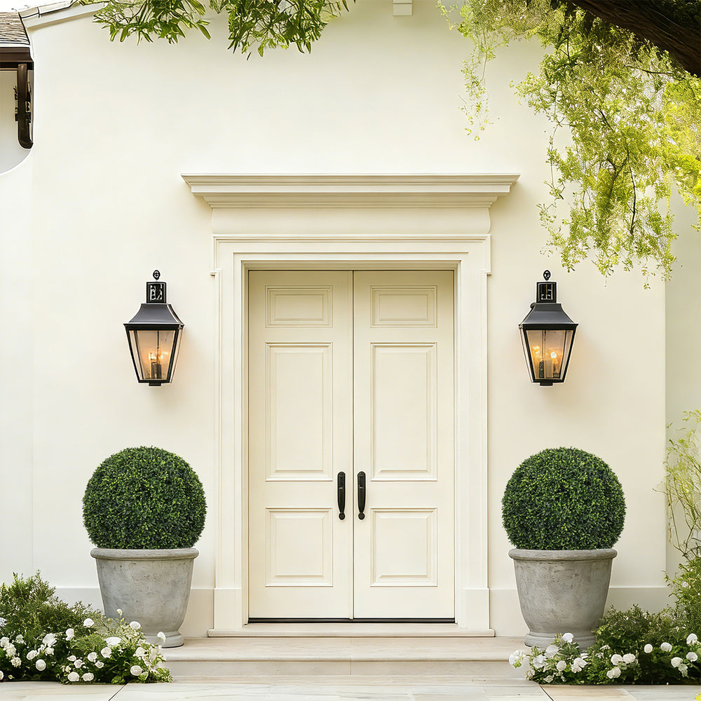 Artificial Boxwood Topiary Balls 18.5IN Green Outdoor Decorative Spheres for Garden Porch Patio Planter, 2pcs Set Plastic Media 8