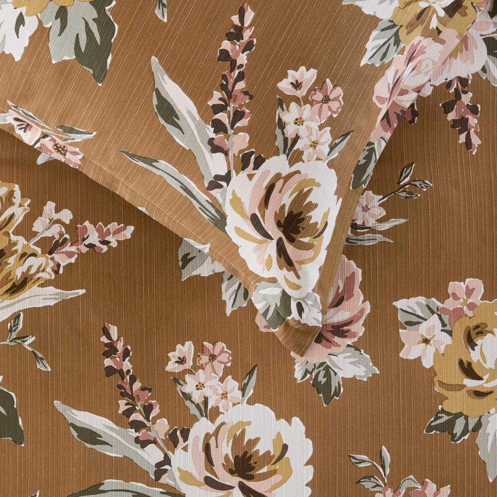 7-Piece Queen Vin  Floral Comforter Set, Terracotta Media 12