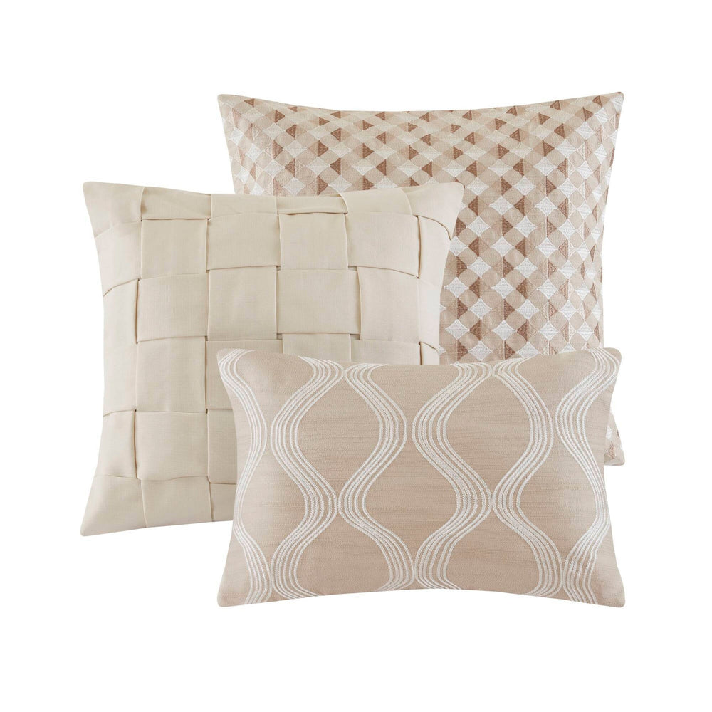 9-Piece King Abstract Comforter Set, Tan+Ivory Media 2