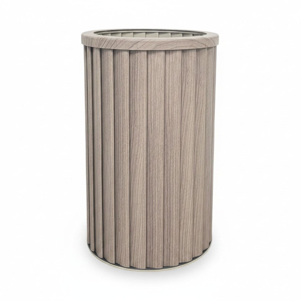 Round Strata Column Planter MD - Ash Brown Media 1