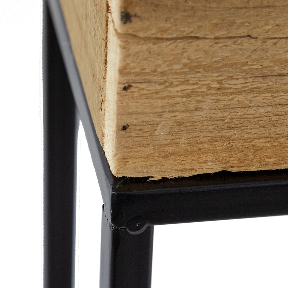 Set of 2 Reclaimed Wooden Box With Black Iron Stand, L:11x11x29.5' S:8.5x8.5x21.5' Media 7