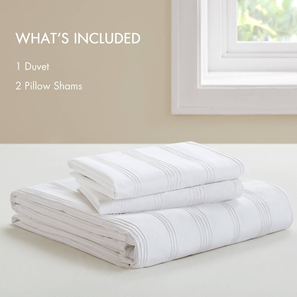 3-Piece King Woven Striped Duvet Set Media 11