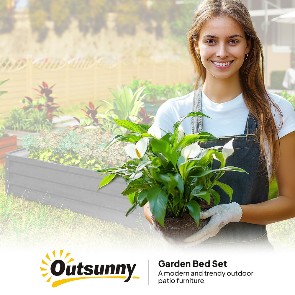 Outsunny 4' x 4' x 1' Galvanized Raised Garden Bed, Planter Raised Bed with Steel Frame for Vegetables, Flowers, Plants and Herbs, Gray Media 4