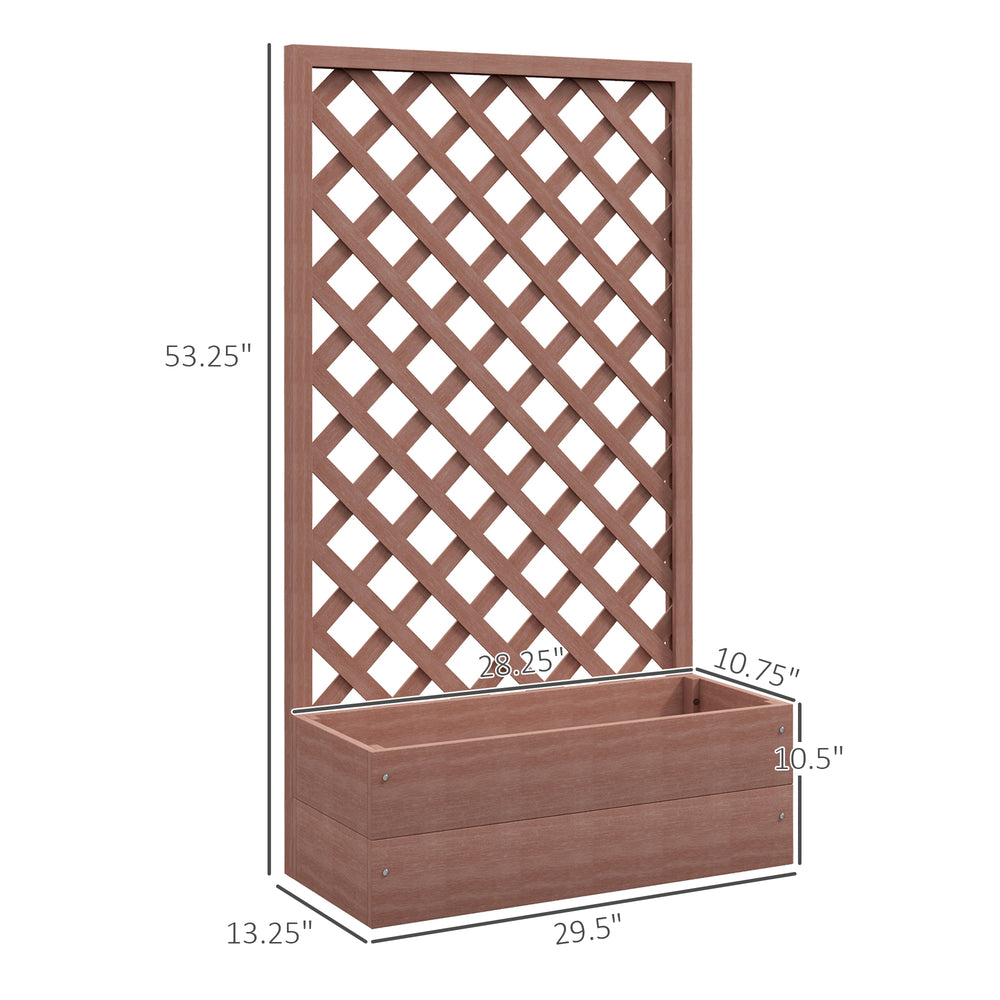 Outsunny Raised Garden Bed with Trellis Lattice, Wood Planter Box with Self Draining Gap, Freestanding Trellis Planter for Climbing Plants, Vines, Flowers, 29.5' x 13.25' x 53.25', Light Brown Media 7