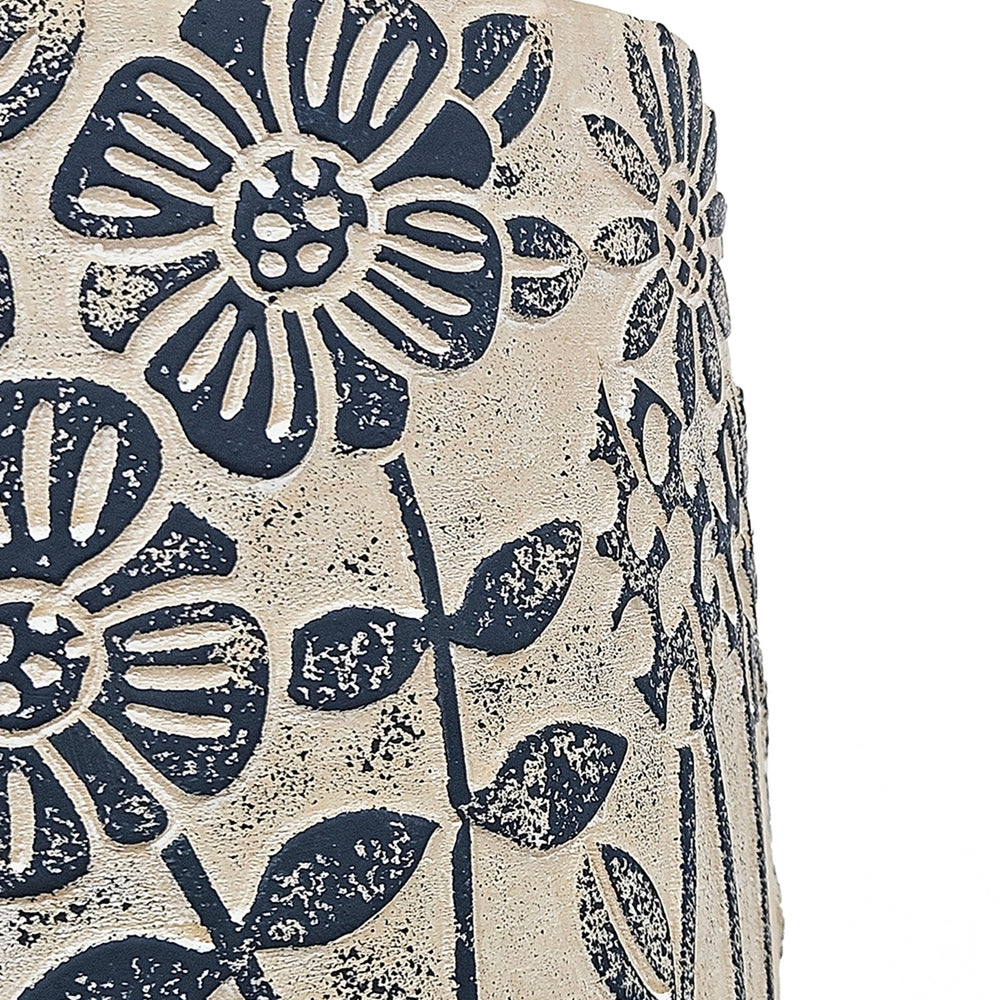 S/2 Gray Sand and Cement Planters with Blue Floral Motif, L:D7x6.7' S:D5.5x5' Media 8