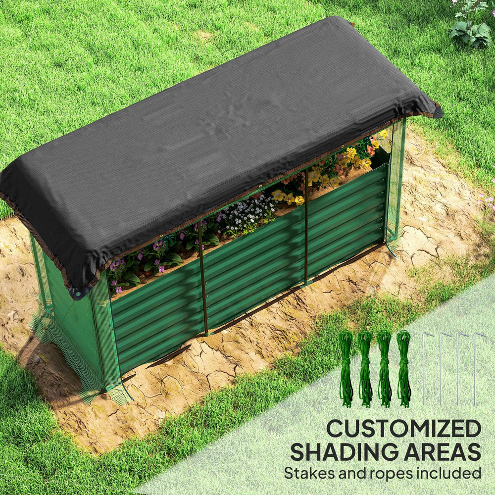 Open Bottom Raised Garden Bed,Galvanized Steel Planter Box,Crop Cage and Shade Cloth with Raised Garden Bed Media 7