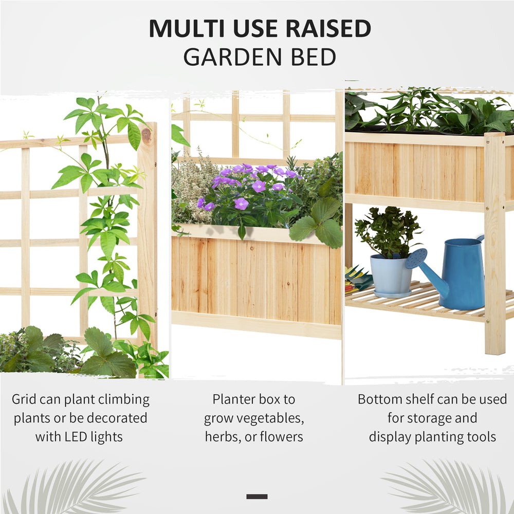 Wooden Raised Garden Bed , Coutryside Style Elevated Planter Box Stand w Media 5